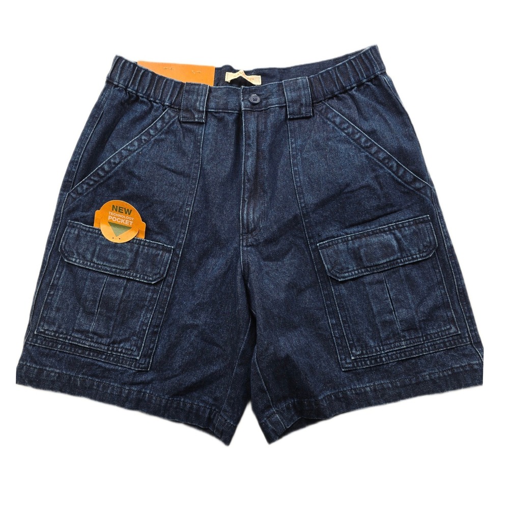 Savane Denim Hiking Shorts Mens 32 Blue Jean Cotton Cargo Tech Pocket NEW